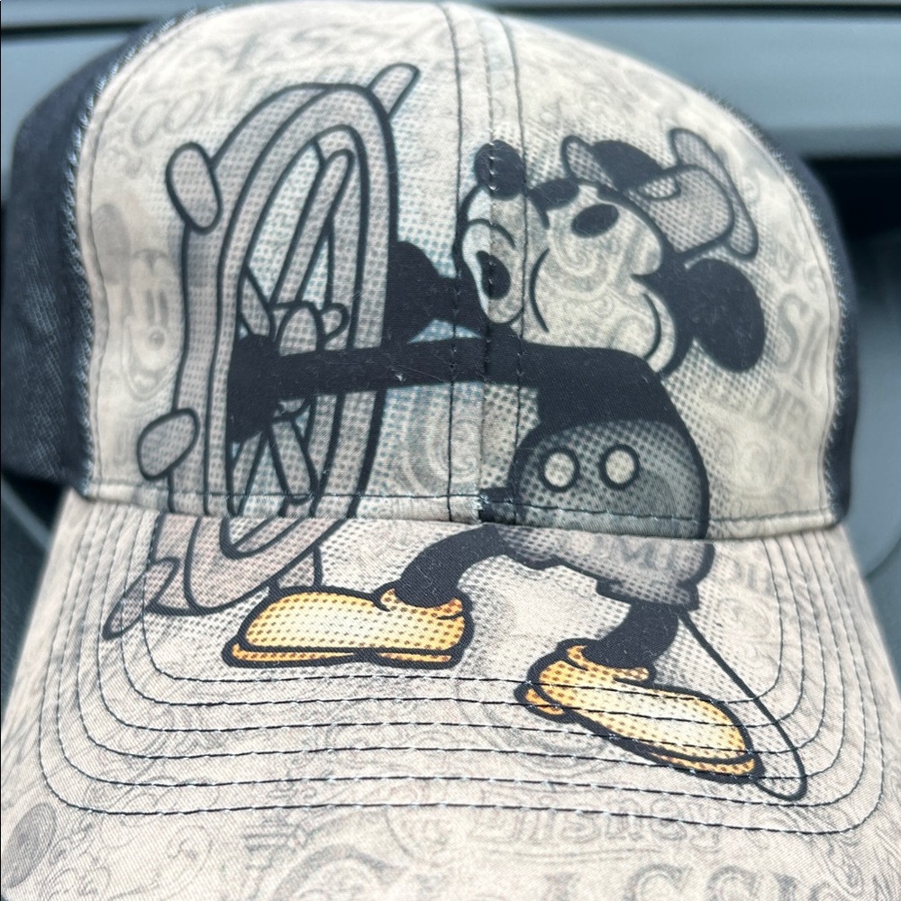 Disney Steamboat Willie Black and Gray Cap